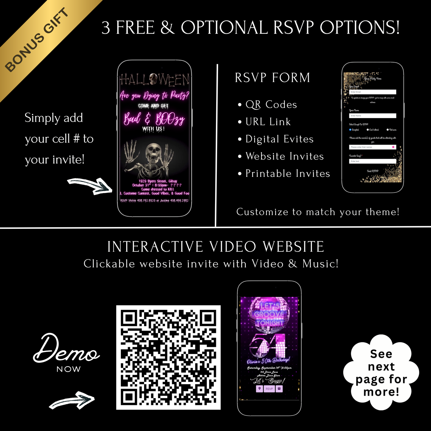 Halloween Video Invitation | Skeleton Animated Invite | Editable Halloween Bad and boozy Mobile Evite