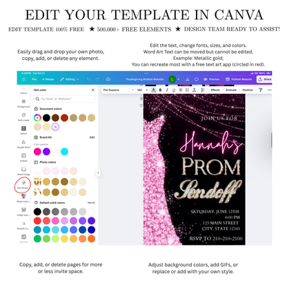 Pink Prom Send Off Video Invitation – Editable Canva Animated Invite
