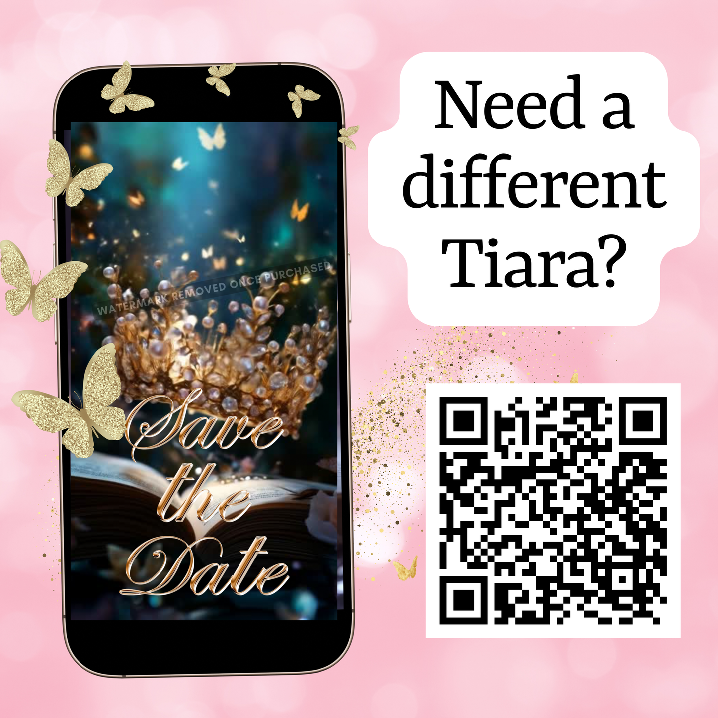 Pink Quinceañera Video Invitation | Digital Royal Sweet 15 16 Animated Invite | Editable Canva Template