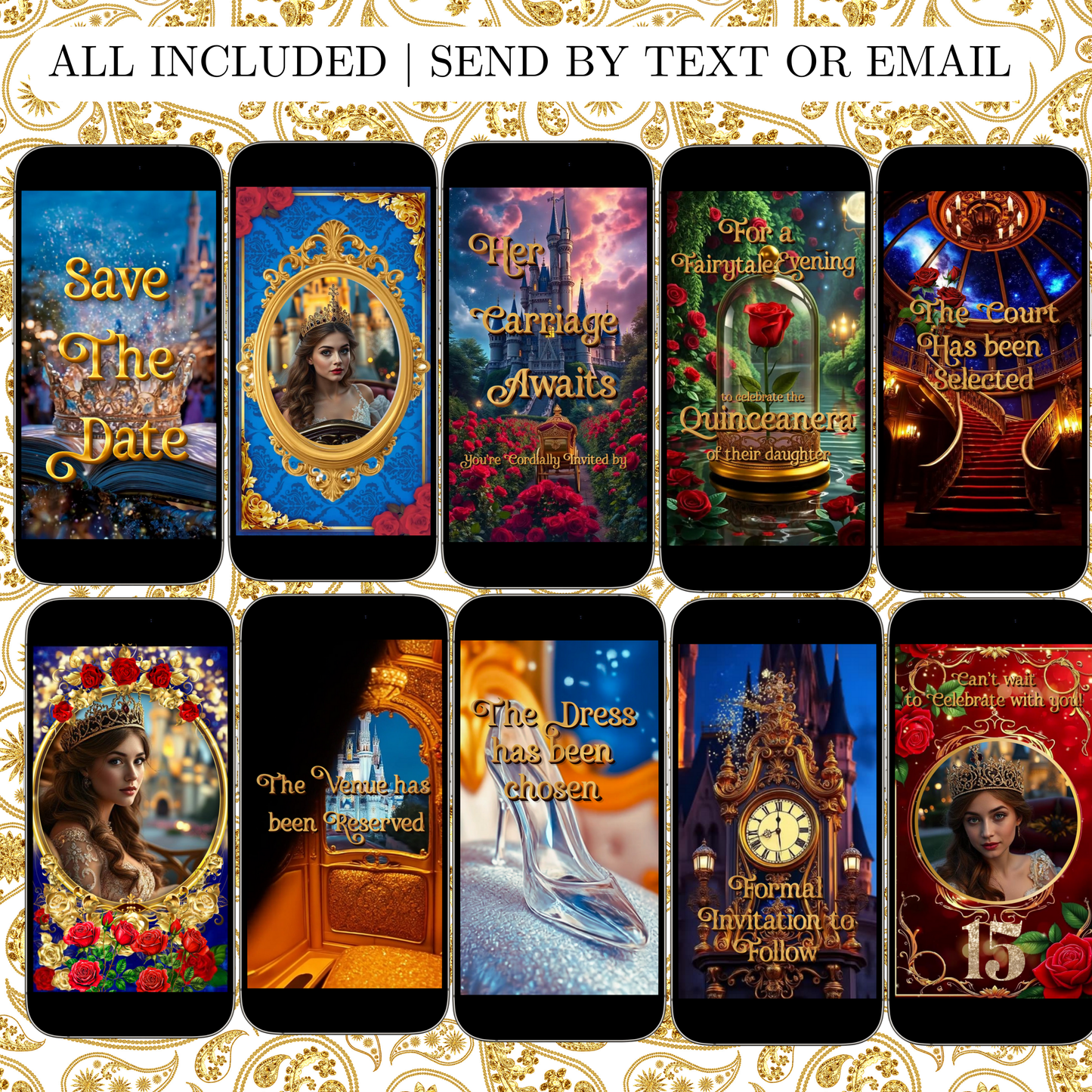 Beauty and the Beast Video Invitation | Save the Date Quinceañera | Sweet 16 Royal Princess Invite