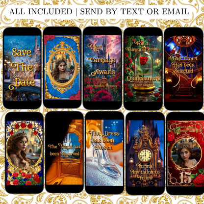 Beauty and the Beast Video Invitation | Save the Date Quinceañera | Sweet 16 Royal Princess Invite