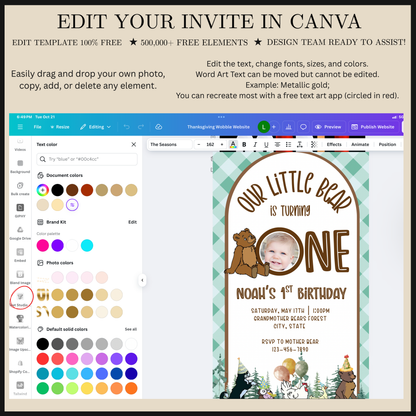 Little Bear Video Invitation, Teddy Bear Baby Shower Invite, First Birthday Bear Party Animated Invite, Editable Mobile Evite with Music & RSVP