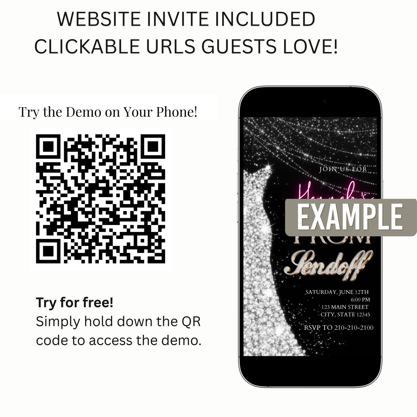 Silver Prom Send Off Video Invitation – Editable Canva Animated Invite