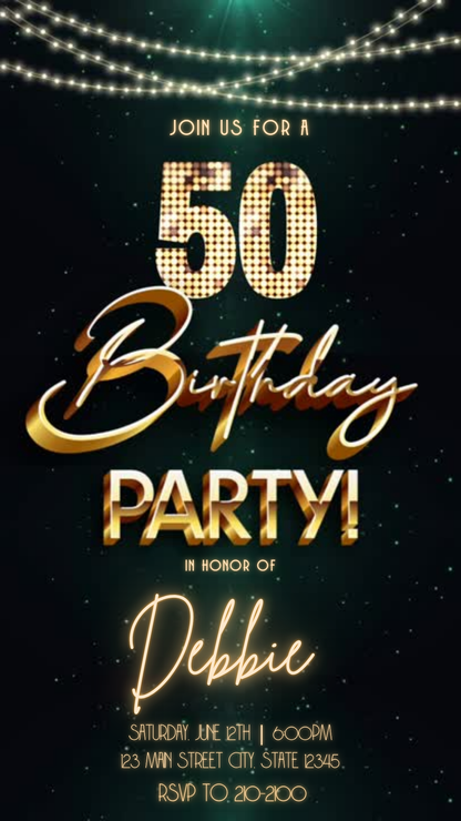 Starlit Glam Digital Video Invitation Instant Download