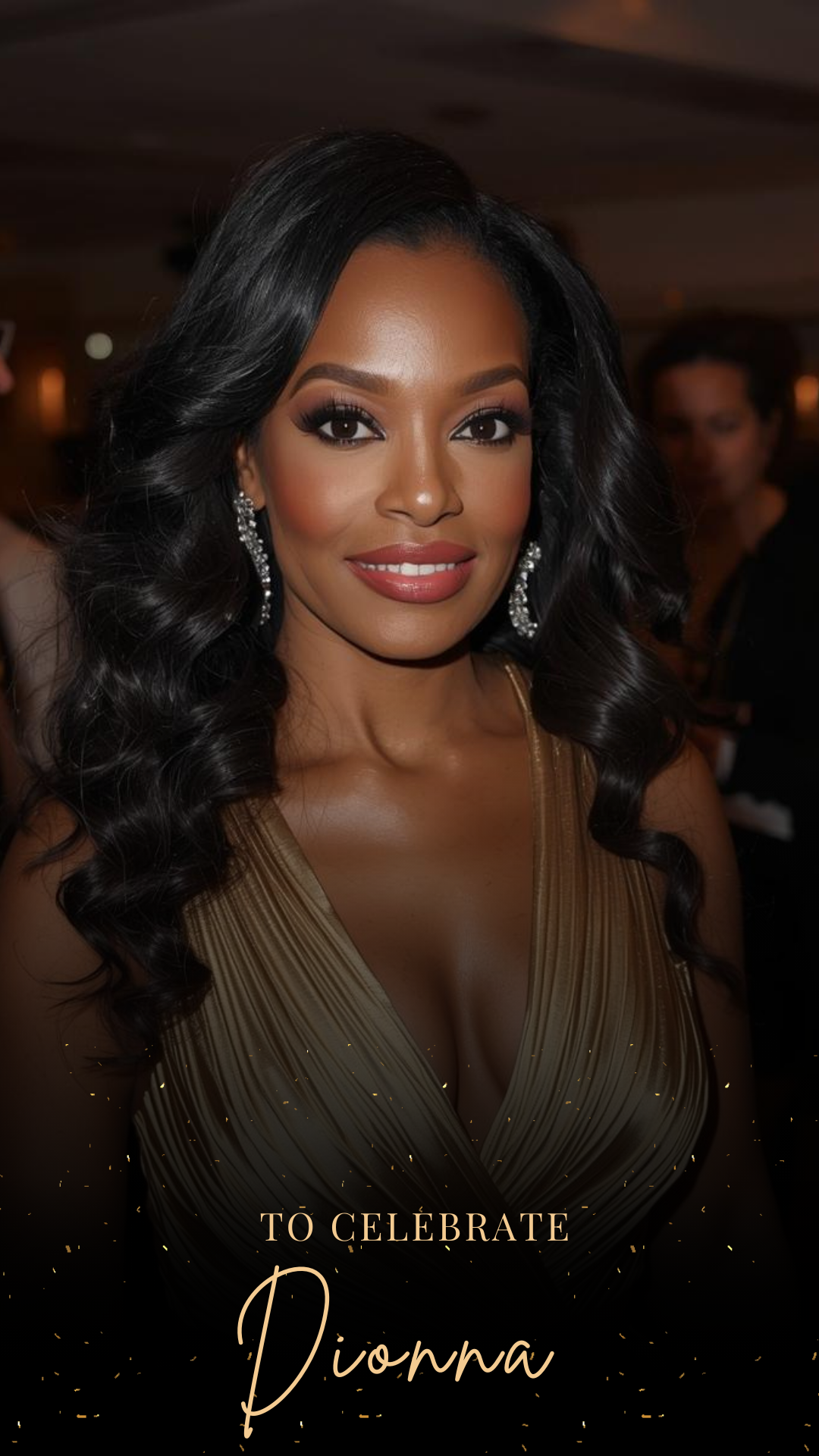 Editable emerald green sparkly 50th birthday video invitation displayed on a mobile phone, featuring an animated vertical digital invite with music, created in Canva. This premium video invitation template is designed for sharing by text, email, and social media and works with an interactive RSVP website for easy guest response tracking.