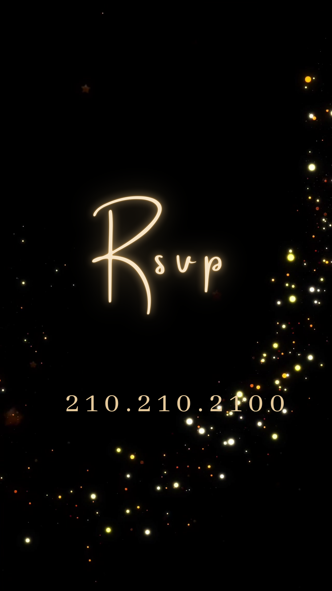 Editable gold glitter dress Quinceañera video invitation displayed on a mobile phone, featuring an animated vertical digital invite with music, created in Canva. This premium video invitation template is designed for sharing by text, email, and social media and works with an interactive RSVP website for easy guest response tracking.