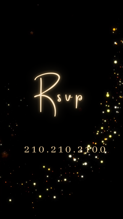 Editable gold glitter dress Quinceañera video invitation displayed on a mobile phone, featuring an animated vertical digital invite with music, created in Canva. This premium video invitation template is designed for sharing by text, email, and social media and works with an interactive RSVP website for easy guest response tracking.