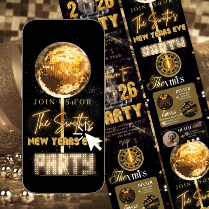 New Years Eve Invitation | Digital NYE Party Video Invite | Editable Online Template
