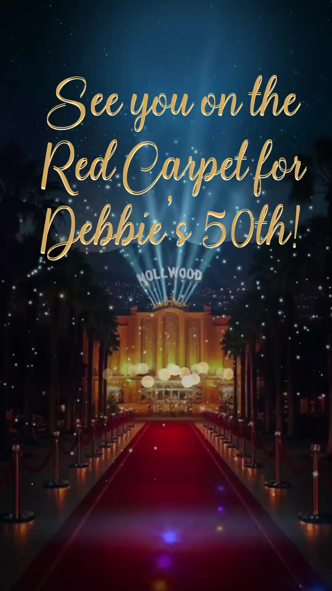 Animated Hollywood starlit video party invite