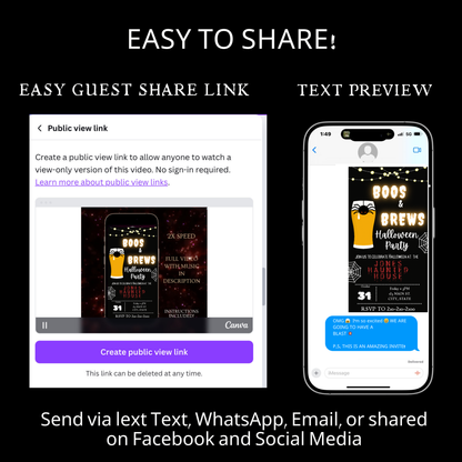 Halloween Video Invitation | Animated Halloween Digital Evite | Editable Canva Invite Template