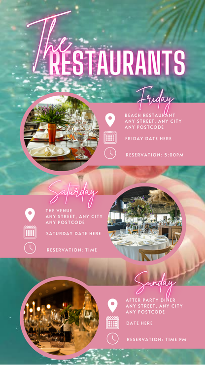 Animated beach getaway video party invite