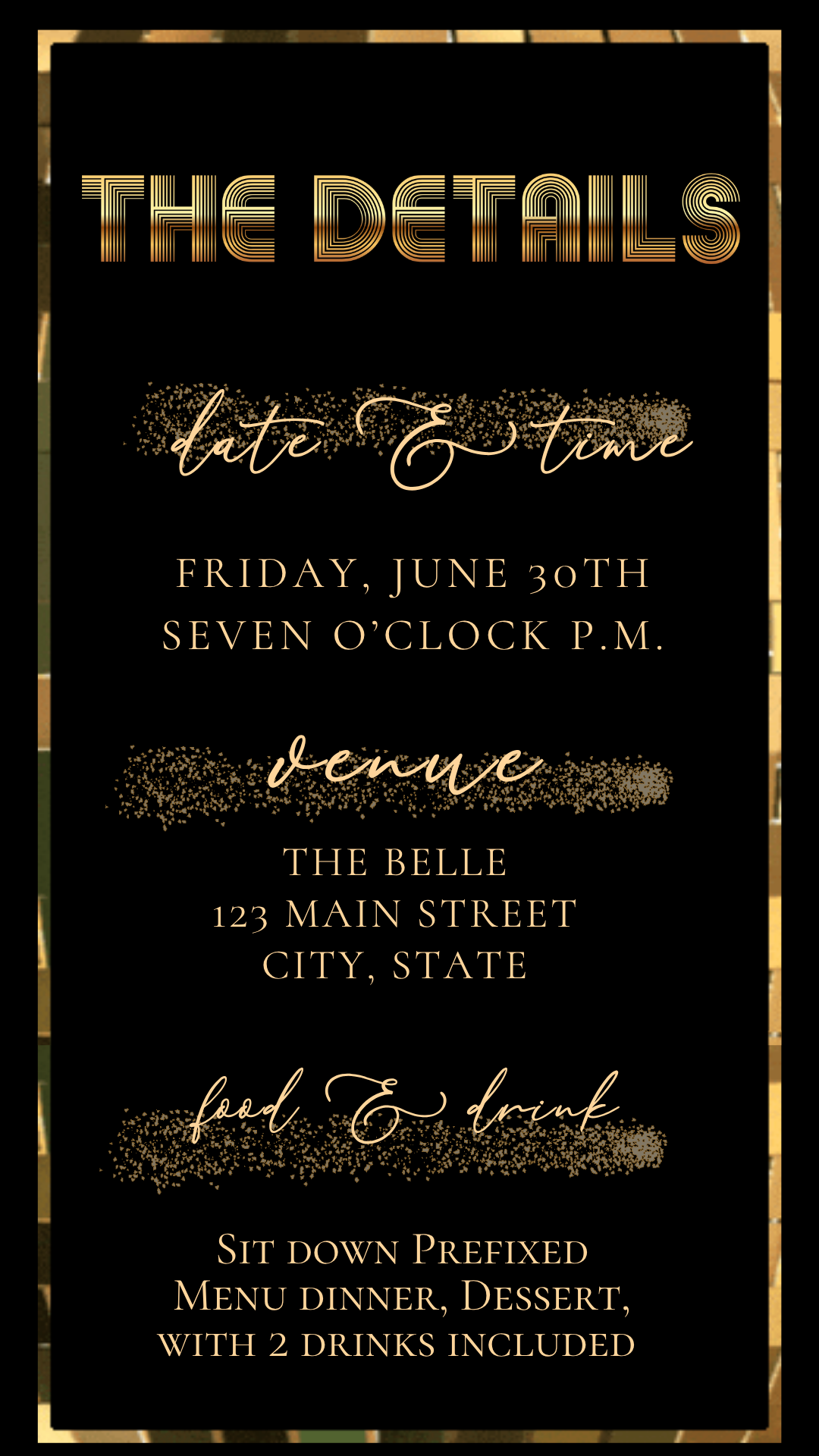 Gold Disco Birthday Party Video Invitation – 70s Glam Dance Night Evite WhatsApp Video