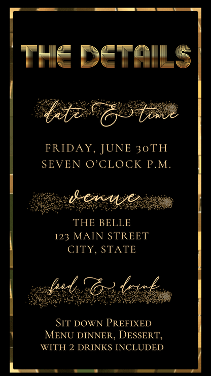 Gold Disco Birthday Party Video Invitation – 70s Glam Dance Night Evite WhatsApp Video