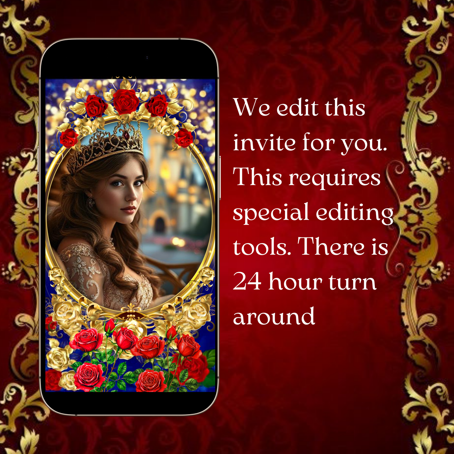 Beauty and the Beast Video Invitation | Save the Date Quinceañera | Sweet 16 Royal Princess Invite