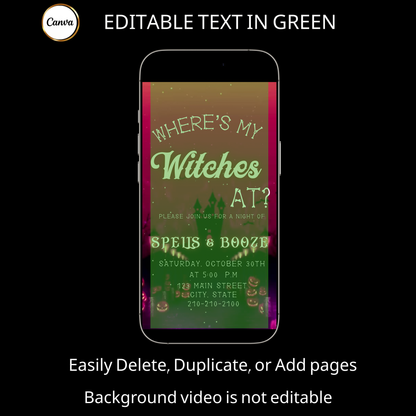 Halloween-Videoeinladung | Animierte digitale Halloween-Einladung | Bearbeitbare Canva-Einladungsvorlage