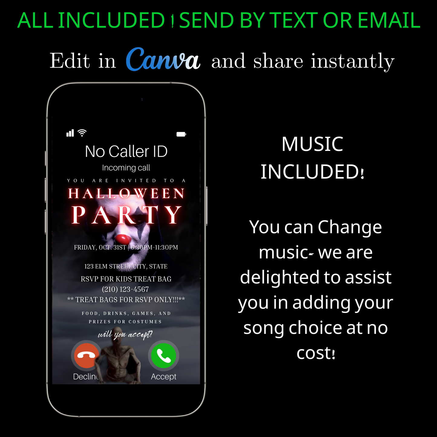 Halloween-Videoeinladung, bearbeitbare Einladung zum Thema „Schrei“