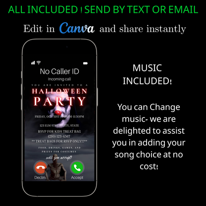 Halloween-Videoeinladung, bearbeitbare Einladung zum Thema „Schrei“