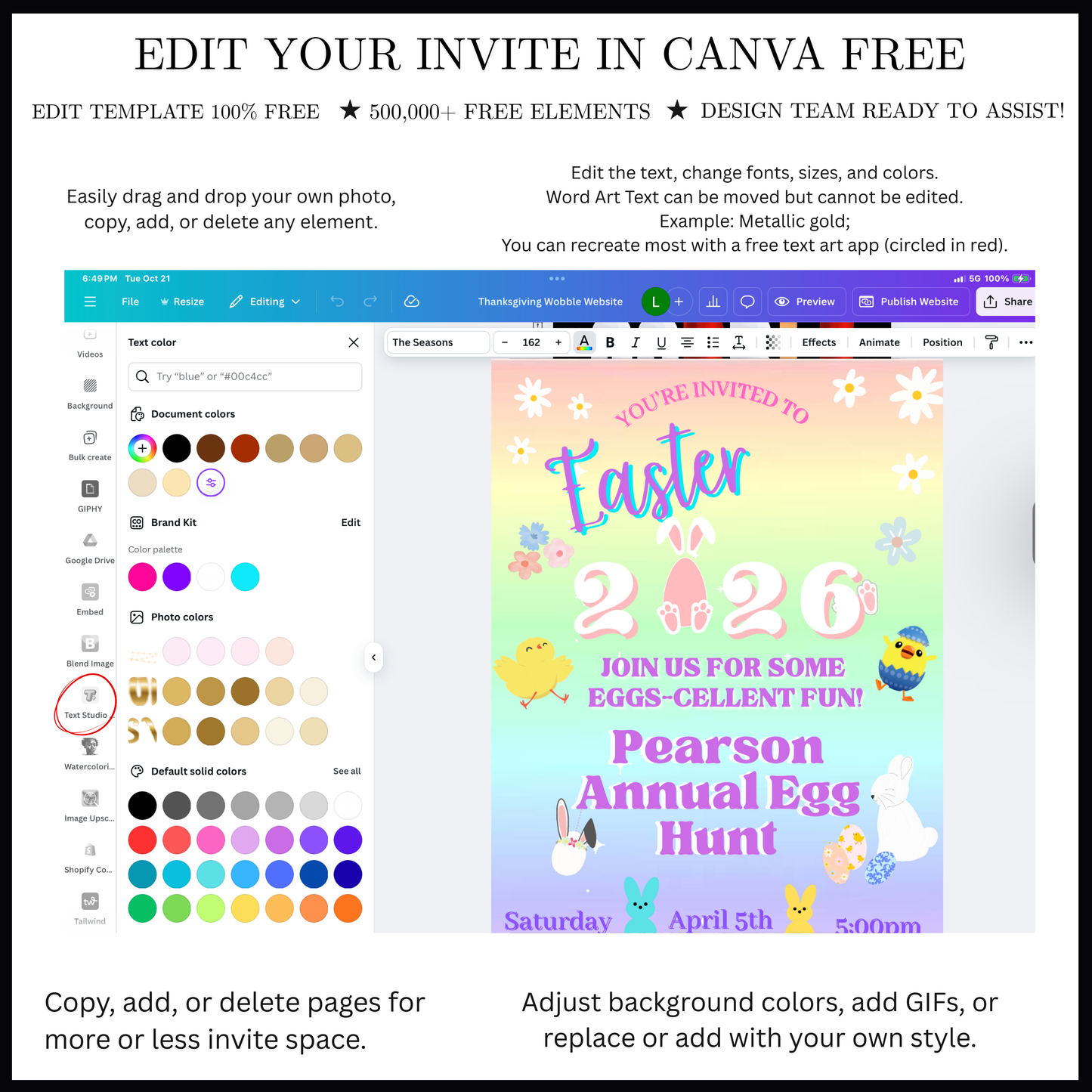 Editable Easter Video Invitation, Party with my Peeps Animated Invite, Digital Canva Template