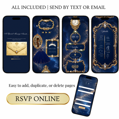 Navy and Gold Website Invitation with RSVP tracking