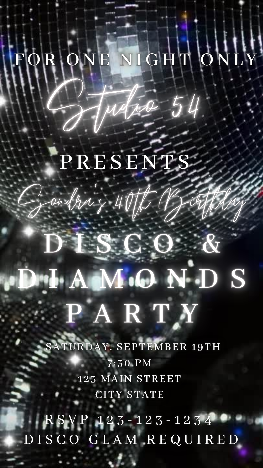 Disco and Diamonds Studio 54 Glam Video Invitation Download