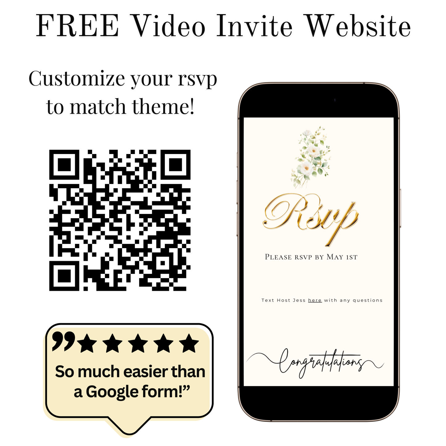 Graduation Party Video Invitation | Spring Floral Graduation Invite for Her | Editable Online RSVP Evite Canva Template