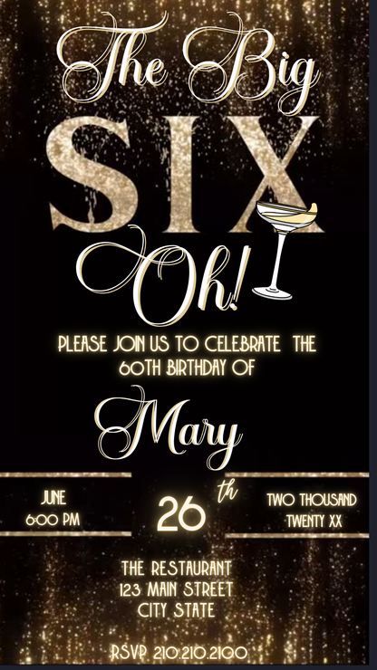 Gold Sparkle and Bubbles Video Invitation Instant Download