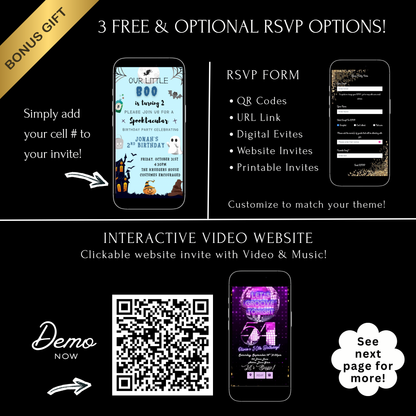 Halloween Video Invitation, Little Blue Boo Animated Invite, Editable Halloween Party Mobile Evite