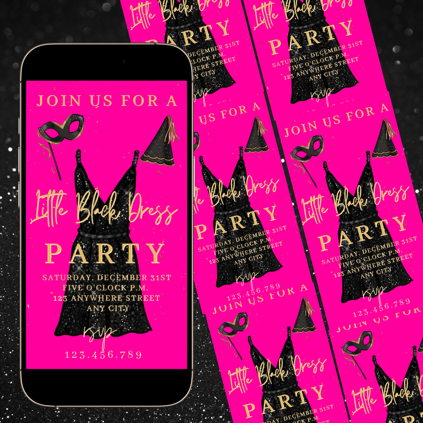 Little Black Dress Video Invitation | Mobile Prom Sendoff Animated Invite | Canva Video Evite Template