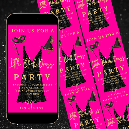 Little Black Dress Video Invitation | Mobile Prom Sendoff Animated Invite | Canva Video Evite Template