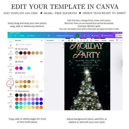 Holiday Party Video Invitation | Editable Canva Christmas Evite with Music