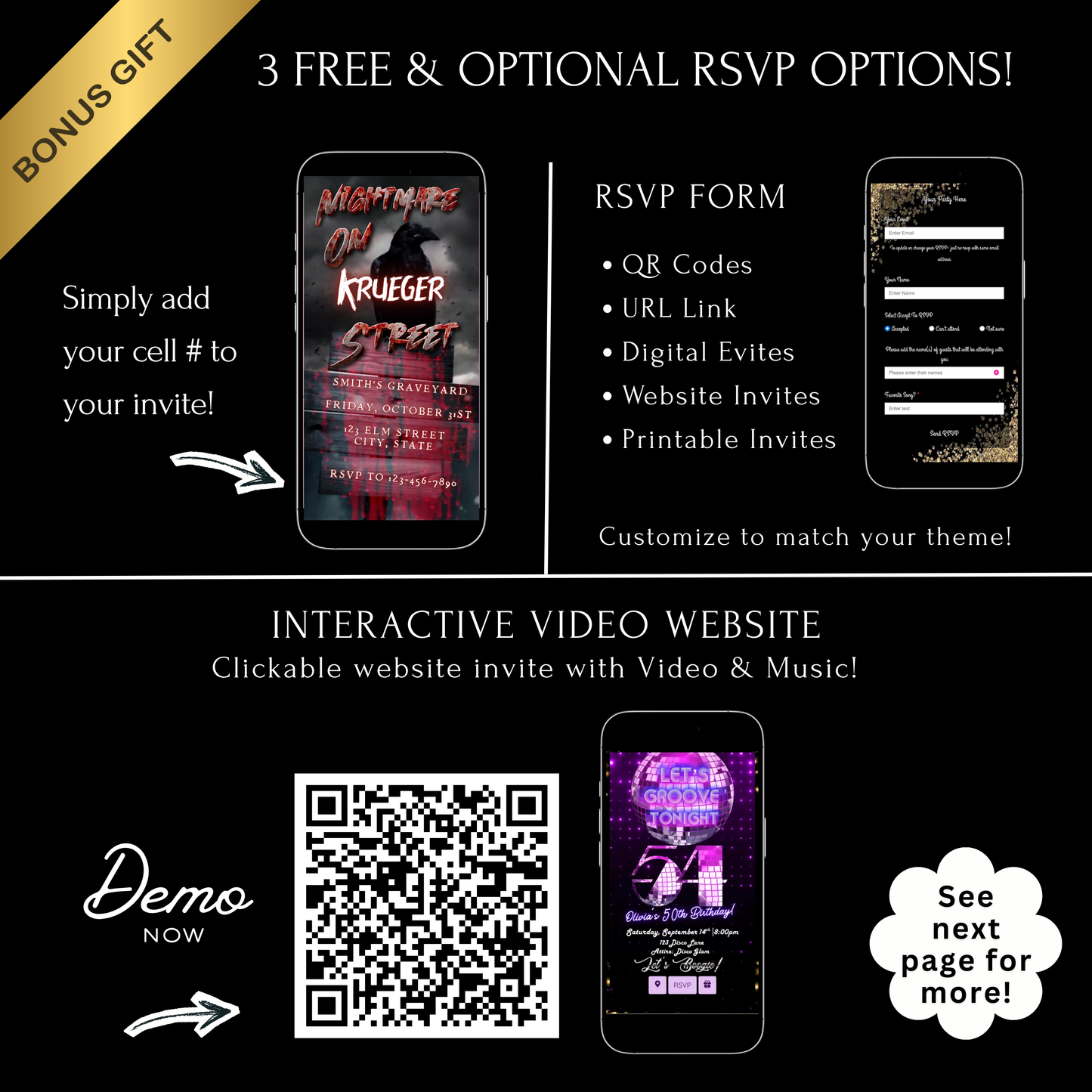 Halloween Video Invitation, Nightmare on Elm Street Animated Invite, Editable Halloween Party Mobile Evite