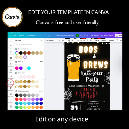 Halloween Video Invitation | Animated Halloween Digital Evite | Editable Canva Invite Template