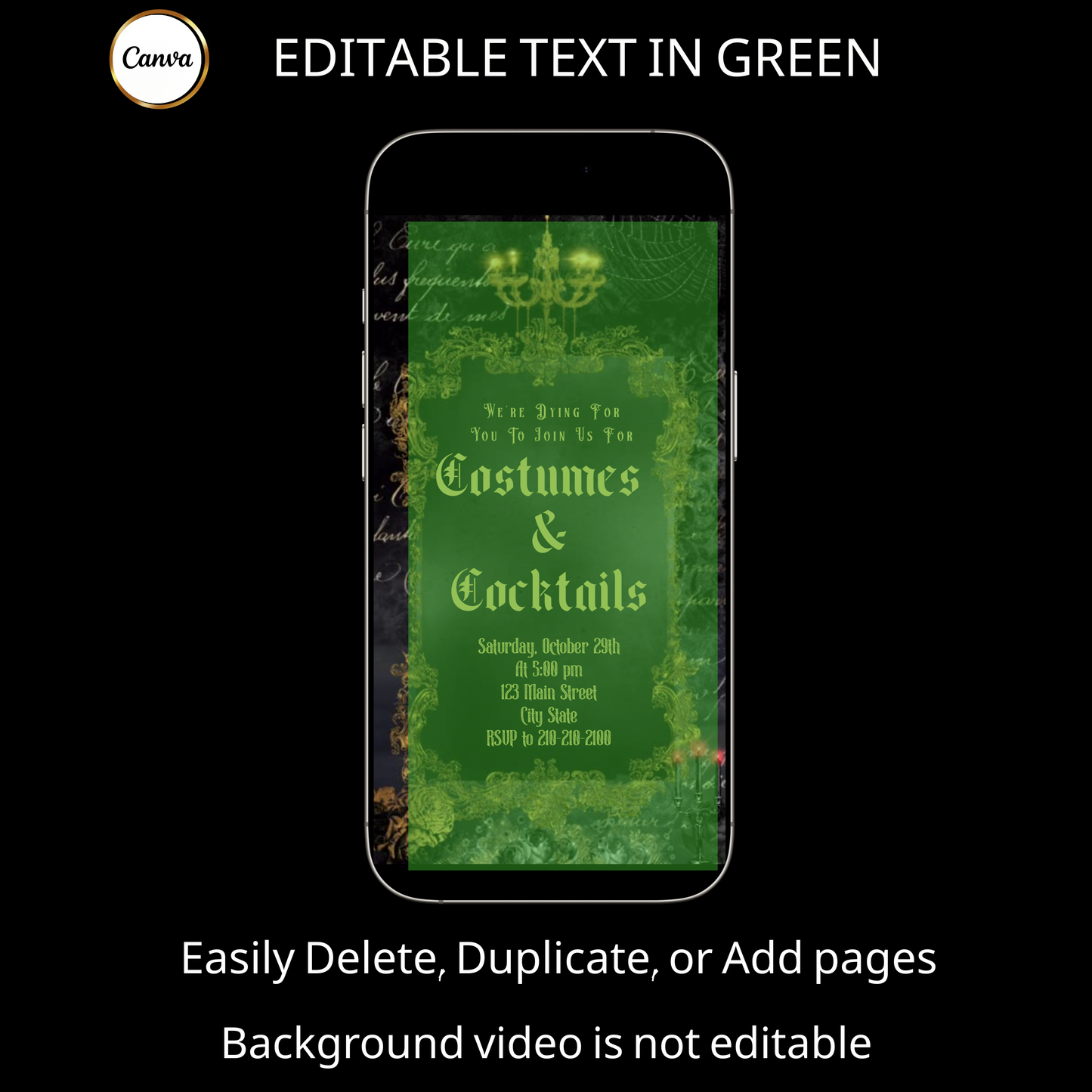 Halloween-Videoeinladung, Einladung zu Gothic-Cocktails und Kostümen