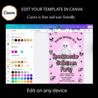 Halloween-Videoeinladung | Animierte digitale Halloween-Einladung | Bearbeitbare Canva-Einladungsvorlage