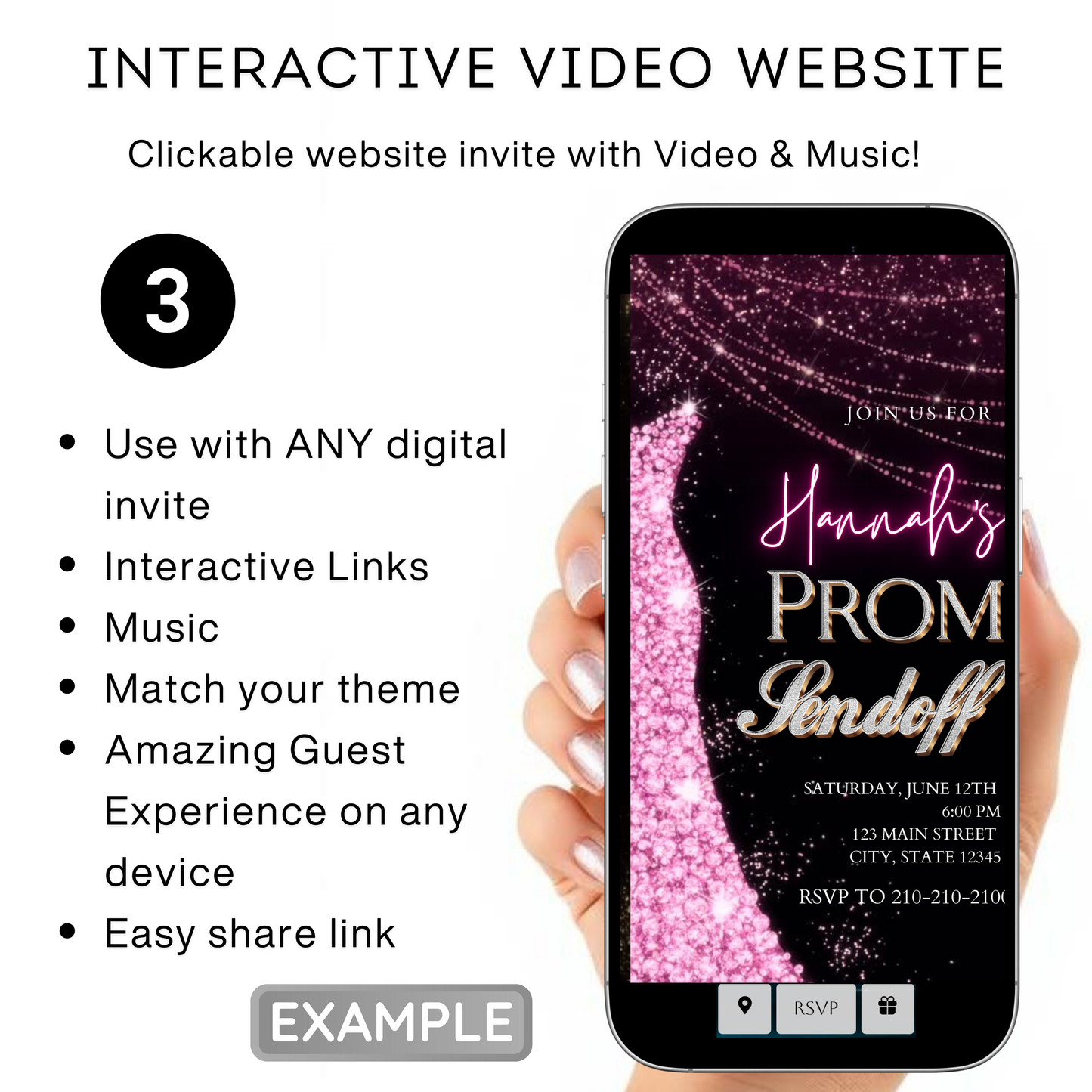 Pink Prom Send Off Video Invitation – Editable Canva Animated Invite