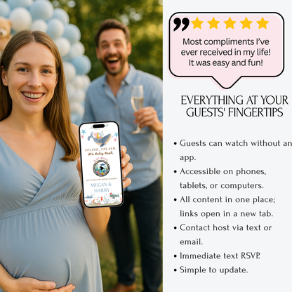 Under the Sea Baby Shower Website with RSVP | Ocean Animal Canva Template Invite