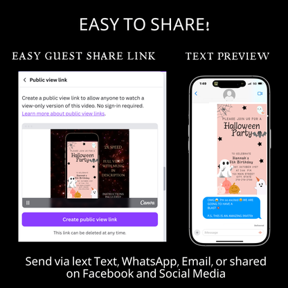 Halloween Video Invitation | Animated Halloween Digital Evite | Editable Canva Invite Template