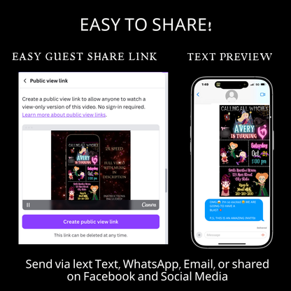 Halloween Video Invitation | Hocus Pocus Animated Halloween Digital Evite | Editable Canva Invite Template