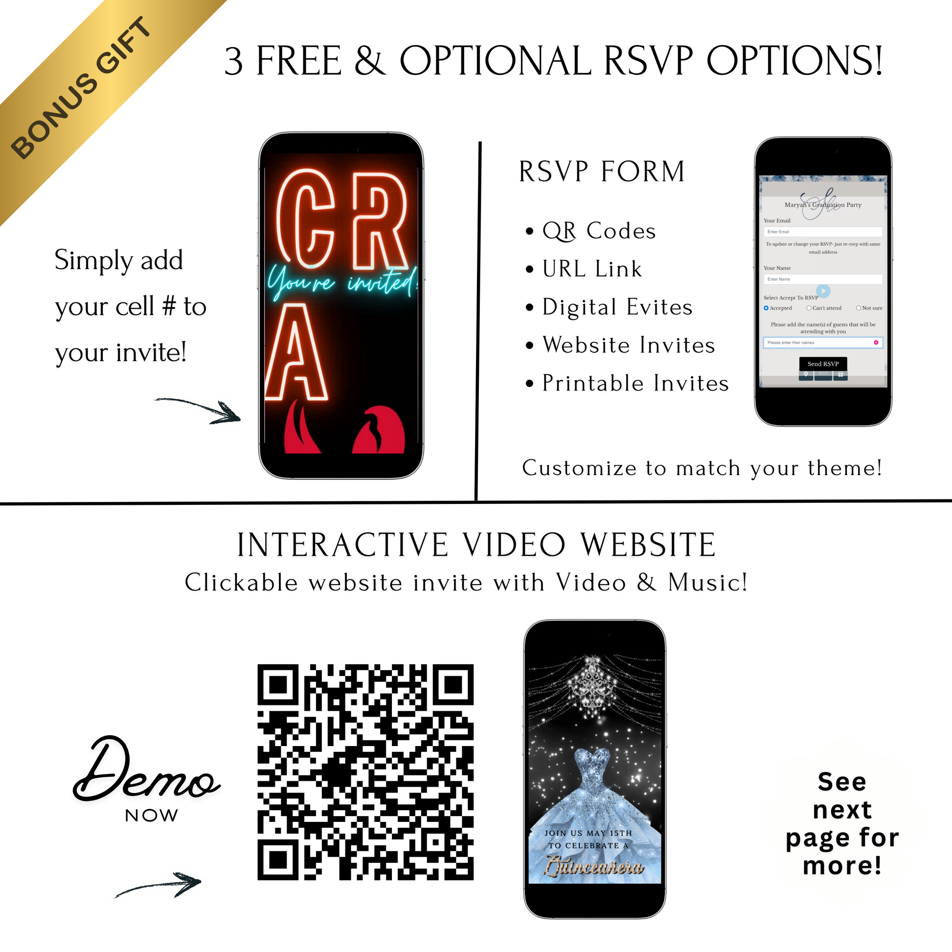 Editable crawfish boil party party video invitation displayed on a mobile phone, featuring an animated vertical digital invite with music, created in Canva. This premium video invitation template is designed for sharing by text, email, and social media and works with an interactive RSVP website for easy guest response tracking.