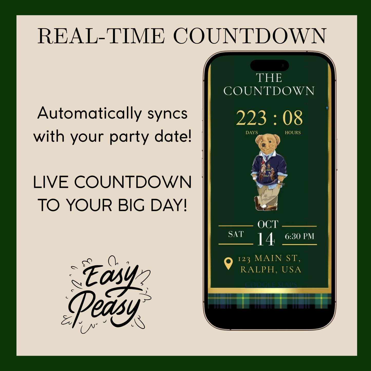 Polo Bear Ralph Lauren Baby Shower Website Invite | Animated Bearly Wait Baby Shower Invite with Rsvp tracking