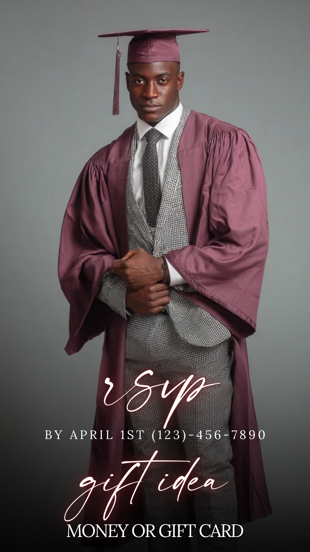 Graduation Party Video Invitation | Maroon Graduation RSVP Invite | Editable Online RSVP Evite Canva Template