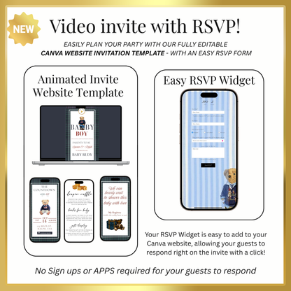 Polo Bear Baby Shower Invitation Website | Animated Baby Shower Invite with Rsvp tracking