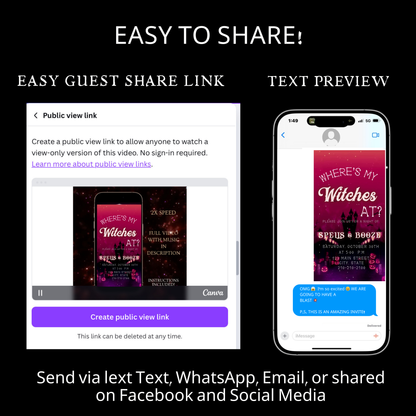 Halloween-Videoeinladung | Animierte digitale Halloween-Einladung | Bearbeitbare Canva-Einladungsvorlage