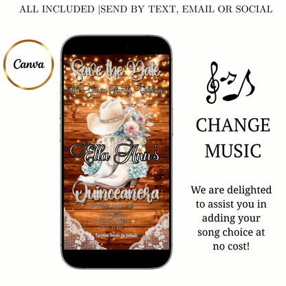 Quinceanera Video Editable Invitation | Animated Mis Quince Invite | Editable Sweet 15 Template