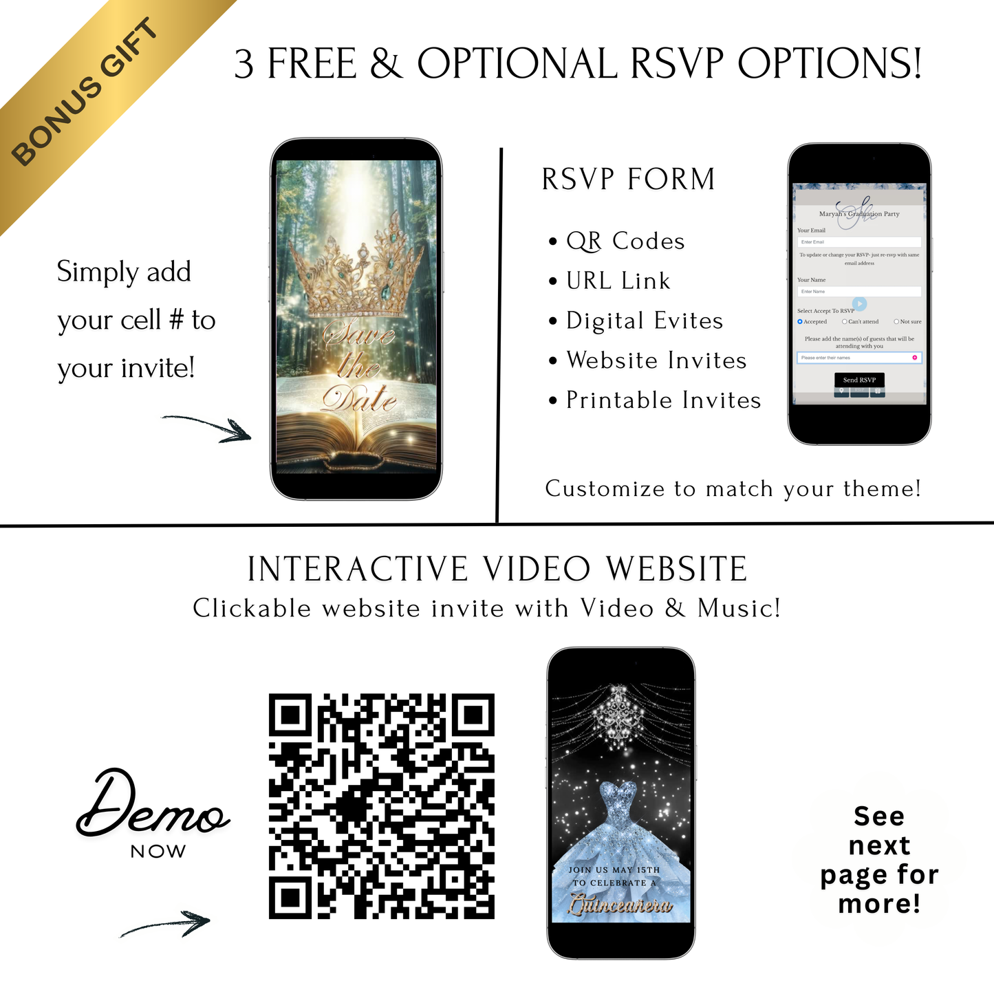 Quinceanera Video Invite | Editable Sweet 15 Birthday Sweet 16 Canva Evite Template