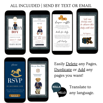 Polo Bear Baby Shower Invitation Website | Animated Baby Shower Invite with Rsvp tracking