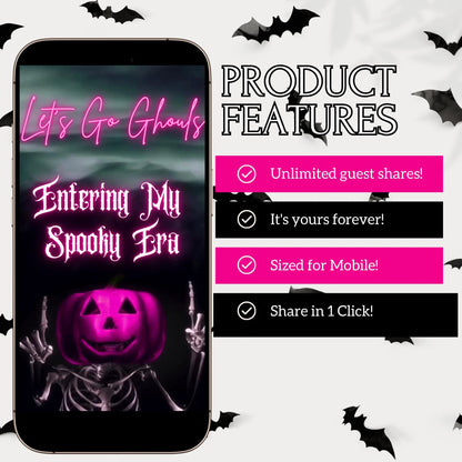 Halloween Video Invitation, In my Spooky Era Animated Invite, Editable Halloween Party Mobile Evite