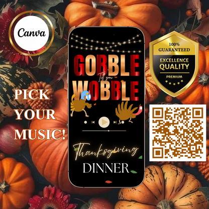 Thanksgiving Invitation Website with RSVP tracking, Animated Friendsgiving Dinner Invite Website Template