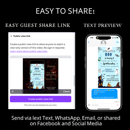 Halloween Video Invitation, Little Blue Boo Animated Invite, Editable Halloween Party Mobile Evite