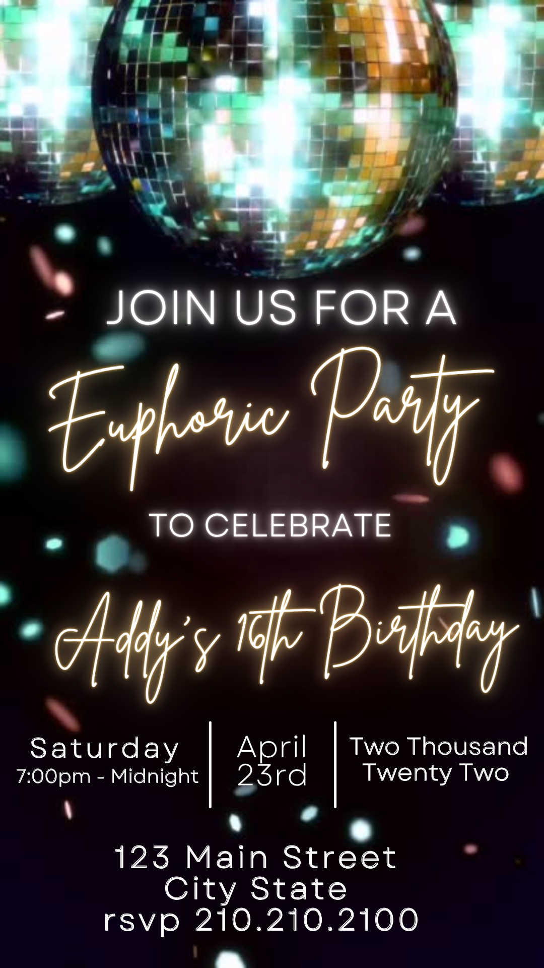 Editable Digital Disco Party Invite